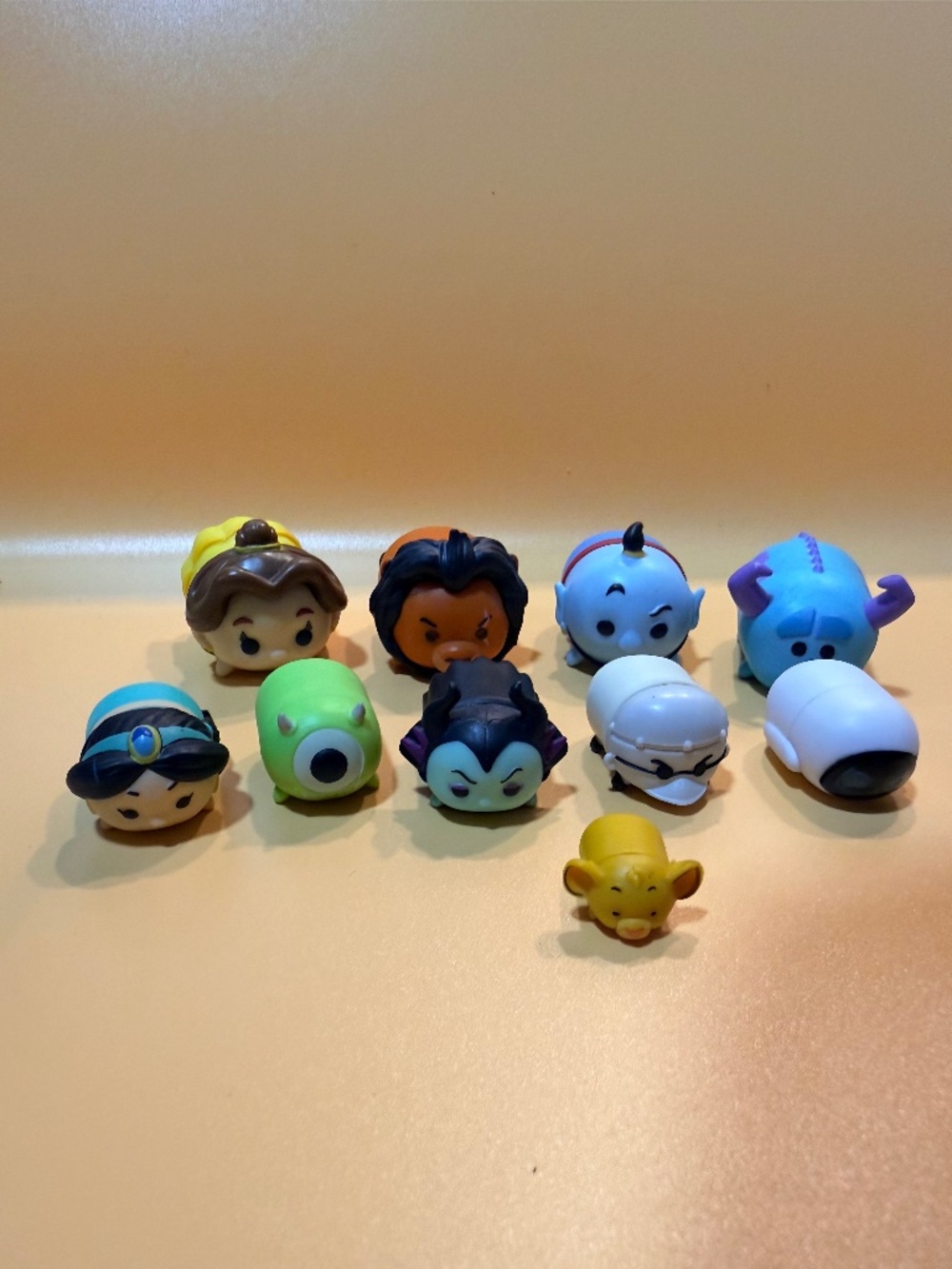 Disney Tsum Tsum Mini Figures Lot of 9 Belle Jasmine Simba Mike Sulley Piglet